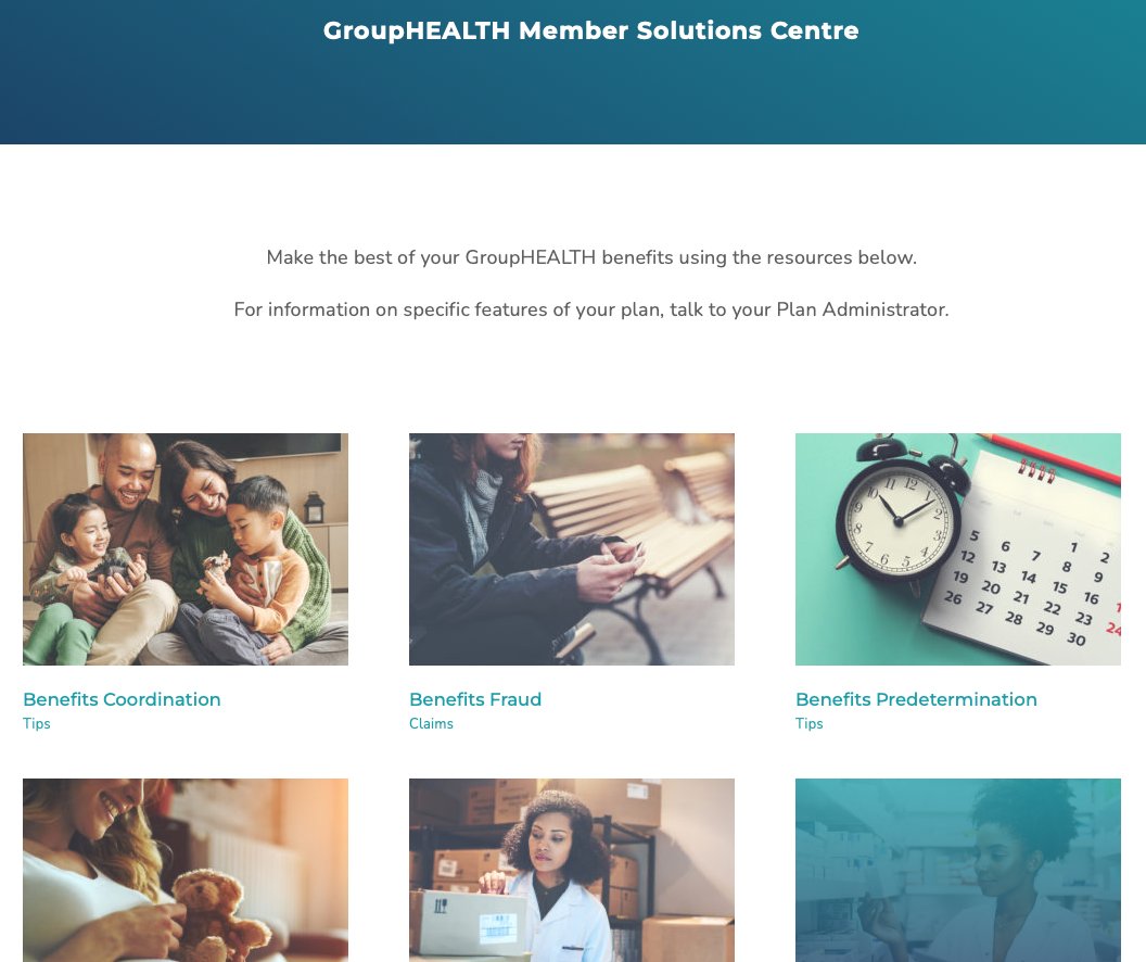 Benefits coordination page screenshot